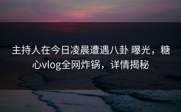 主持人在今日凌晨遭遇八卦 曝光，糖心vlog全网炸锅，详情揭秘